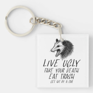 Porte-clefs Vivez Vilain Fake Votre Mort Manger Trash Drôle Op