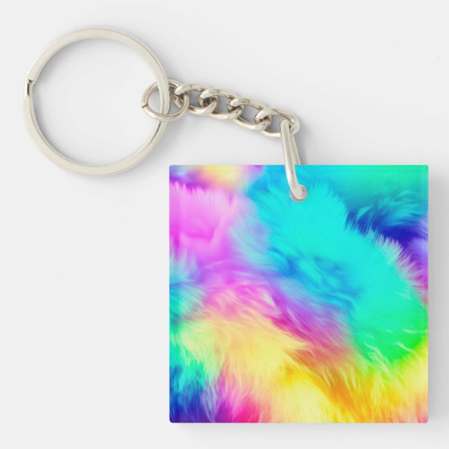 Porte-clefs Vivid Rainbow Fluffy Fur Texture-75201 (Devant)
