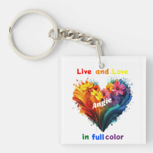 Porte-clefs Vivre Et Aimer En Couleur Pleine