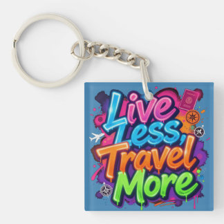 Porte-clefs Vivre moins voyager plus Néon Graffiti Citation de