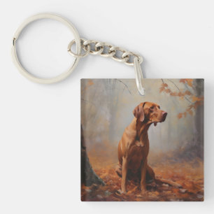 Porte-clefs Vizsla dans les feuilles d'automne qui tombent ins