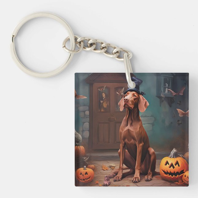 Porte-clefs Vizsla Potirons Halloween Effrayant (Devant)