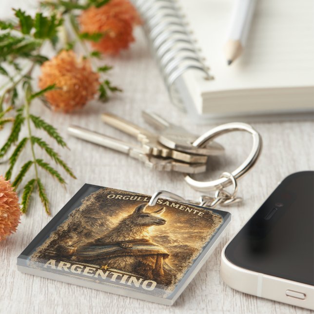 Porte-clefs VLLC Orgullosamente Argentino Llama Mate Patriotic (Devant Droit)