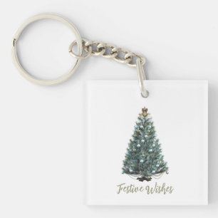 Porte-clefs Vœux de fête. Conception d'arbre de Noël