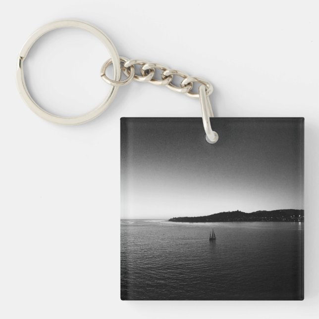 Porte-clefs Voile à l'Horizon Noir et Blanc (Devant)