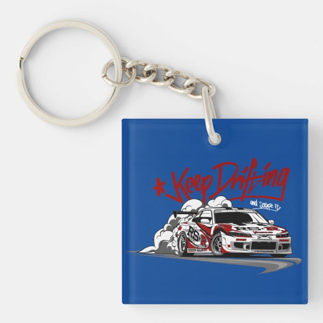 PORTE-CLEFS VOITURE DE COURSE CONTINUEZ À DRIFFER ET À LE SCRA (Devant)