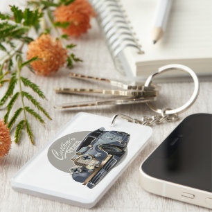 Porte-clefs Voiture de course retro sci-fi personnalisée