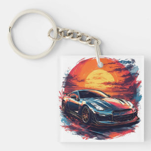 Porte-clefs Voiture de sport de course stylisée