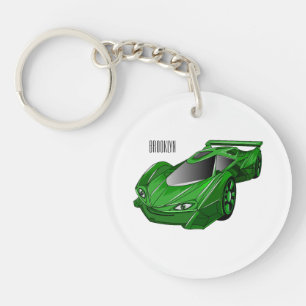 Porte-clefs Voiture de sport verte avec illustration airfos
