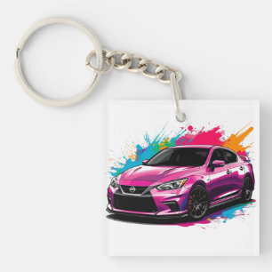 Porte-clefs Voiture électrique avec éclaboussures de couleurs
