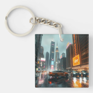 Porte-clefs Voitures de ville gratte-ciel Cyberpunk
