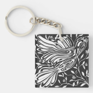 Porte-clefs Vol libre d'oiseaux à travers les Roses et les épi