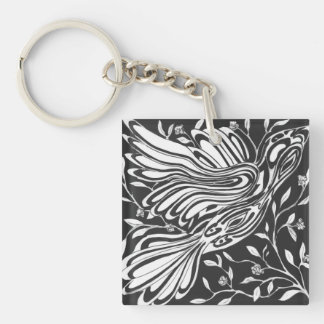 Porte-clefs Vol libre d'oiseaux à travers les Roses et les épi