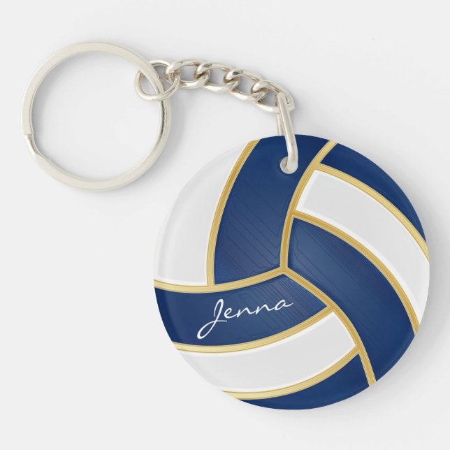 Porte-clefs Volley-ball bleu foncé et blanc (Devant)