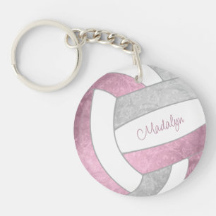 Porte-clefs volley-ball personnalisé rose pâle