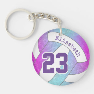 Porte-clefs volley-ball rose violet bleu