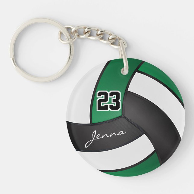 Porte-clefs Volley-ball vert, noir et blanc (Devant)