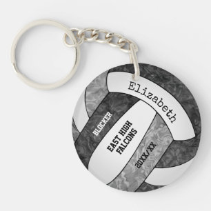 Porte-clefs volleyball personnalisé noir gris sport féminin
