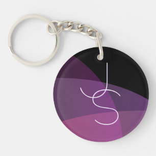 Porte-clefs Vos initiales de chevauchement Moderne violet et