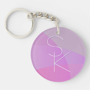 Porte-clefs Vos initiales qui se chevauchent Géométrique ros