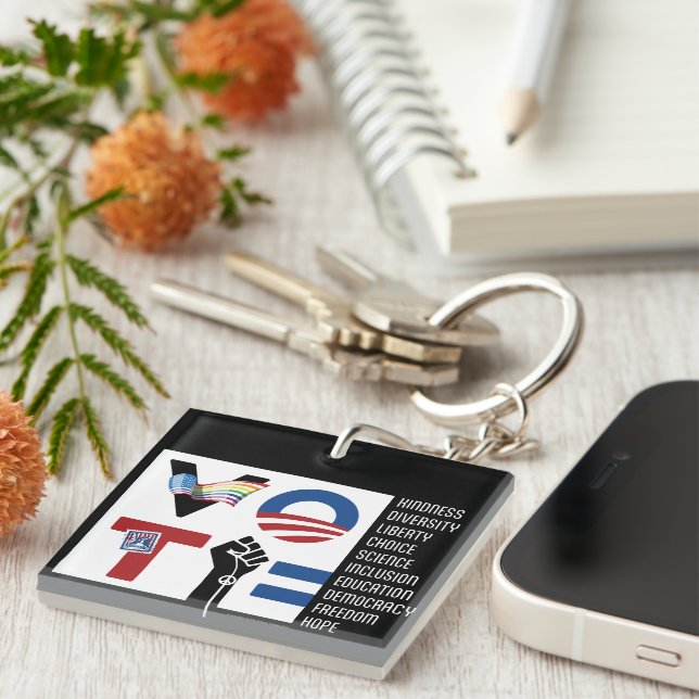 Porte-clefs VOTE Démocratie, gentillesse, science et égalité (Devant Droit)