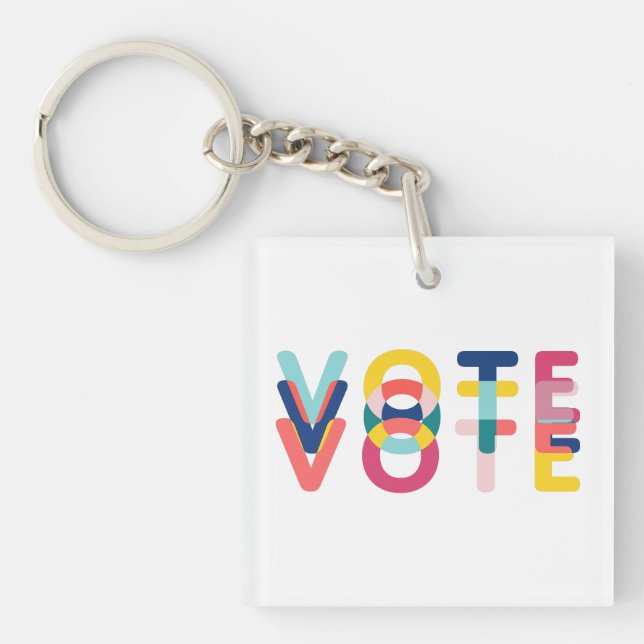Porte-clefs Voter Vibrant Arc-en-ciel bleu orange vert (Devant)