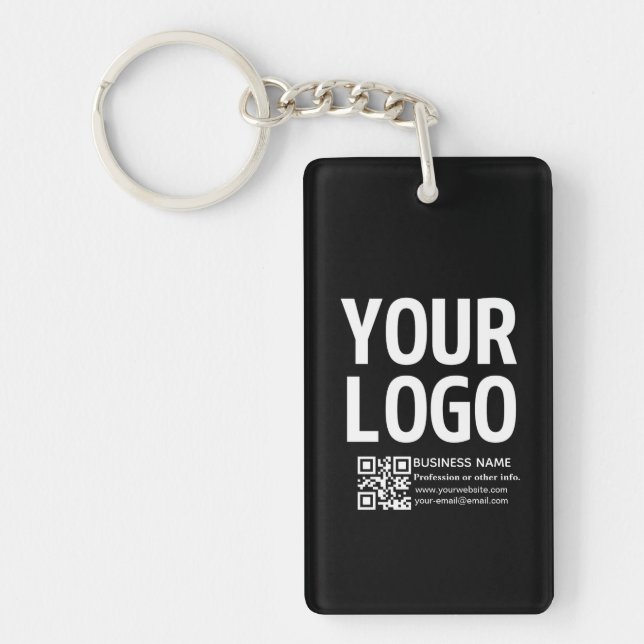 Porte-clefs Votre logo avec code QR et texte modifiables  (Devant)