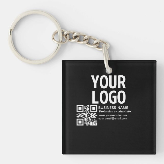 Porte-clefs Votre logo avec code QR et texte modifiables  (Devant)