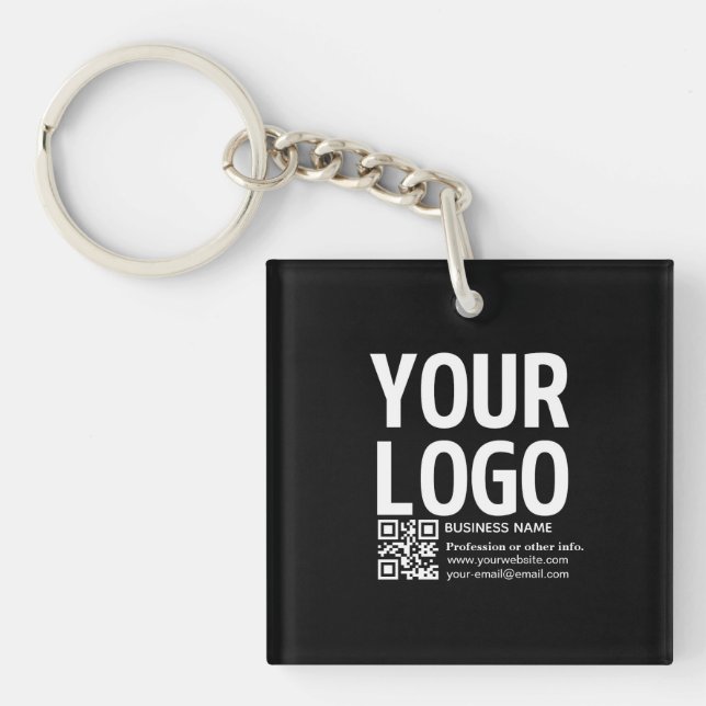 Porte-clefs Votre logo avec code QR et texte modifiables  (Devant)