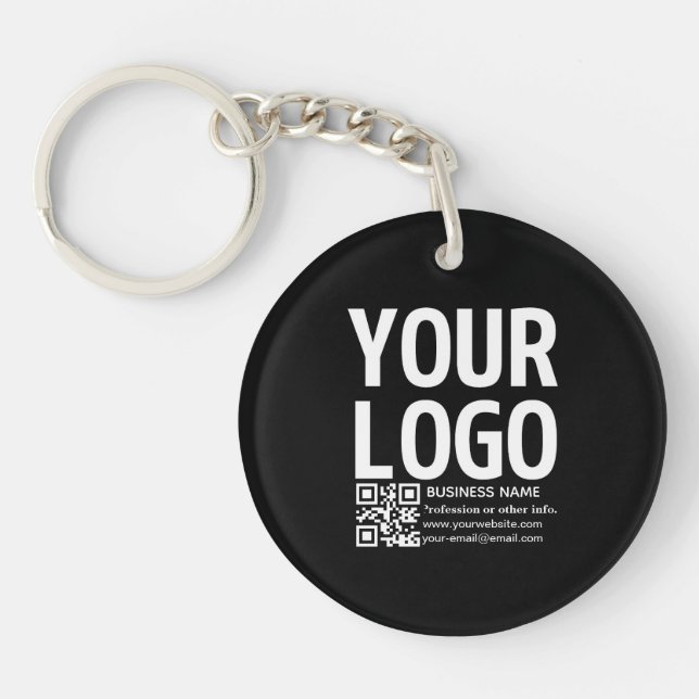 Porte-clefs Votre logo avec code QR et texte modifiables  (Devant)