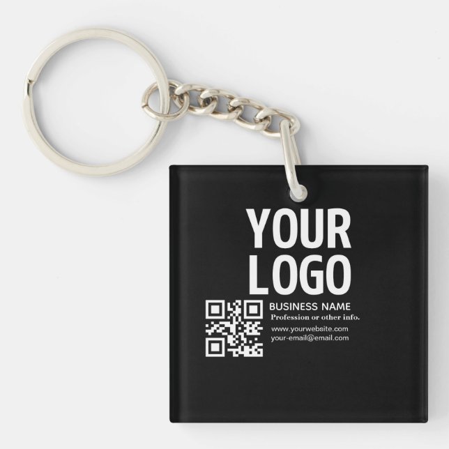 Porte-clefs Votre logo avec code QR et texte modifiables  (Devant)