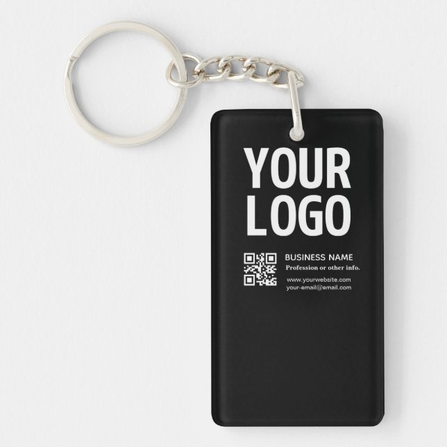 Porte-clefs Votre logo avec code QR et texte modifiables  (Devant)