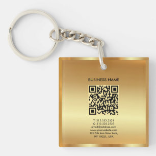 Porte-clefs Votre Logo Gold QR Code Carré double face