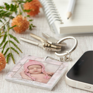Porte-clefs Votre motif de marbre gris rose élégant personnali