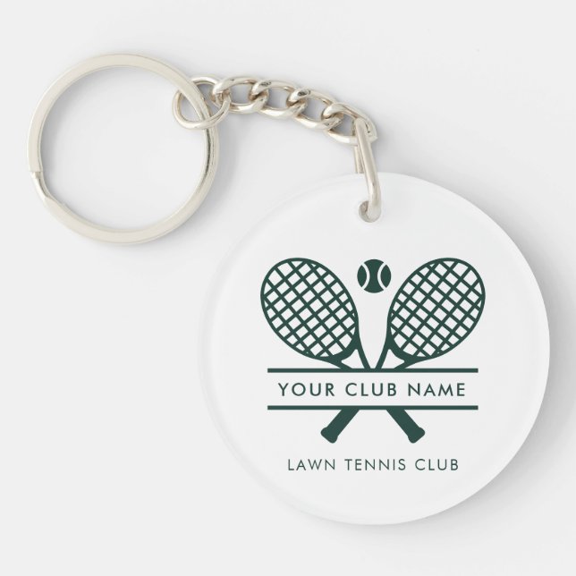 Porte-clefs Votre nom de club de tennis Membre Swag Green Team (Devant)