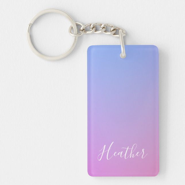 Porte-clefs Votre nom ou mot | Rose et bleu violet (Devant)