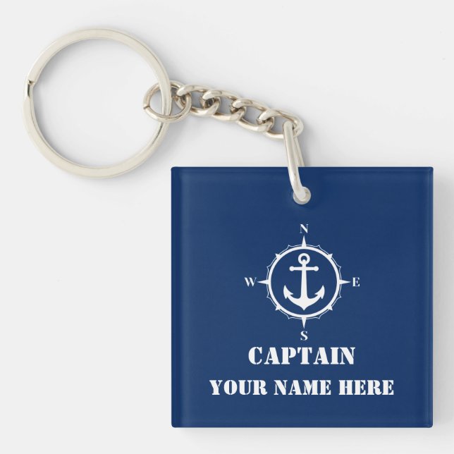 Porte-clefs Votre Nom Personnalisé Ou Nom De Bateau Avec Ancre (Devant)