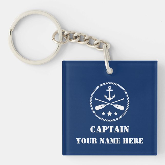Porte-clefs Votre Nom Personnalisé Ou Nom De Bateau Avec Ancre (Devant)