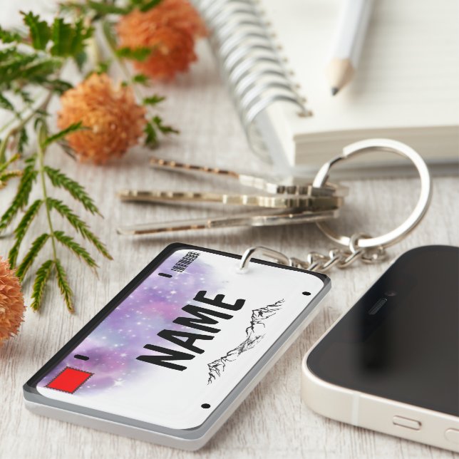 Porte-clefs Votre nom Plaque de licence Starry Skies (Devant droit)