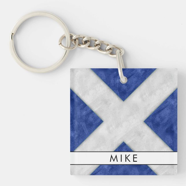 Porte-clefs Votre nom + Signal Nautique Drapeau M Mike (Devant)