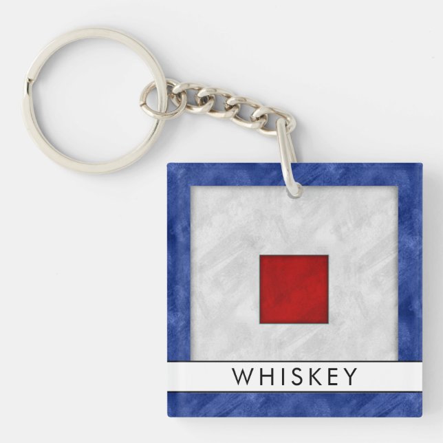 Porte-clefs Votre nom + Signal Nautique Drapeau W Whiskey (Devant)