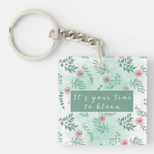 Porte-clefs Votre temps pour fleurir, personnalisable esthétiq