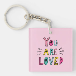 Porte-clefs Vous Êtes Aimé Citation Motivationnelle Rose