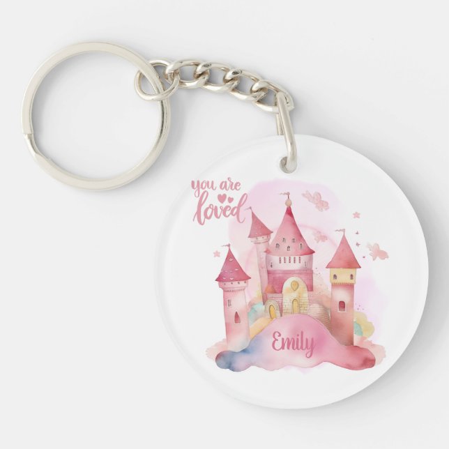 Porte-clefs Vous êtes Loved Palace Pink Cloud personnalisable (Devant)