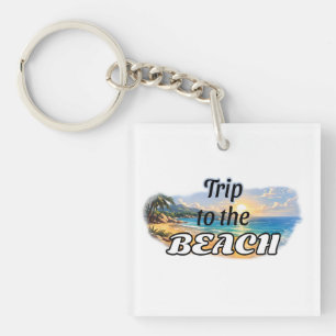 Porte-clefs Voyage à la Plage Évasion au Coucher de Soleil Tro