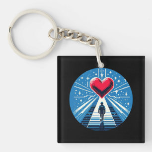 Porte-clefs Voyage au coeur - Design d'art pixel émotionnel