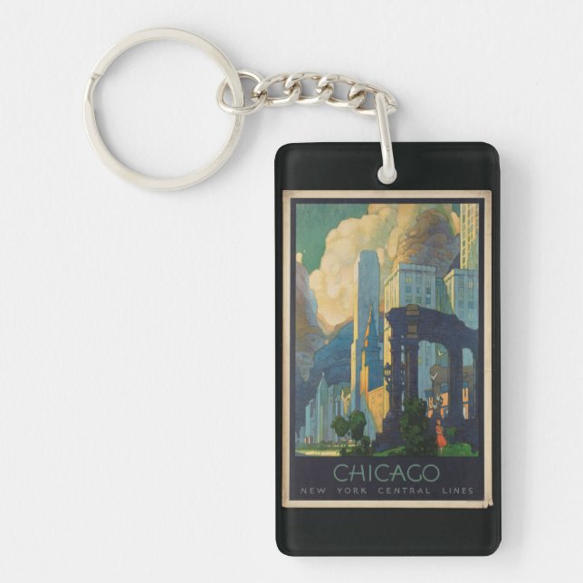 Porte-clefs Voyage de Chicago Vintage (Devant)