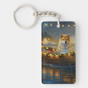 Porte-clefs Voyage de fête de Noël de l'Akita américain