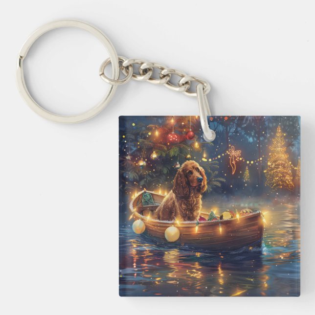 Porte-clefs Voyage de Noël du Cocker Spaniel (Devant)