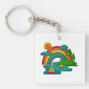 Porte-clefs Voyage en bateau sous les nuages du soleil et l'ar